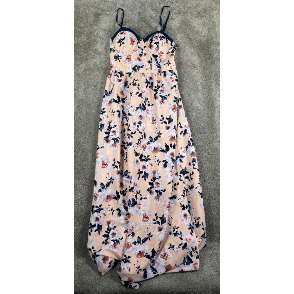Band of Gypsies Peach Floral Maxi Dress Sweetheart Neck Smocked Back Small